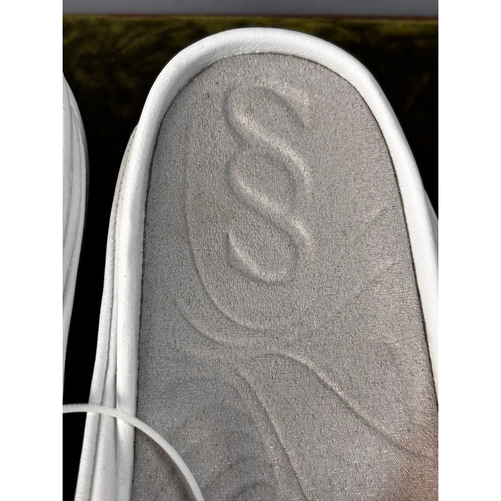 SAYSH Scia Slide Sandal White Leather Platform Comfort Slip On Shoes Size 7 NWOB